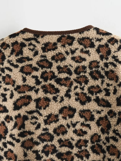Women’s Autumn Winter Leopard Print Jacket | Casual Loose Fit Long Sleeve Outerwear