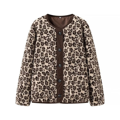 Women’s Autumn Winter Leopard Print Jacket | Casual Loose Fit Long Sleeve Outerwear