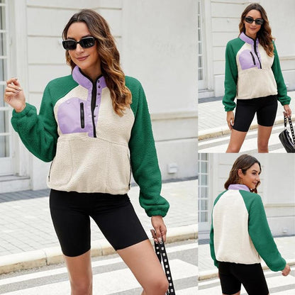 Women’s Lightweight Fleece Pullover Jacket | Short Casual Autumn Coat
