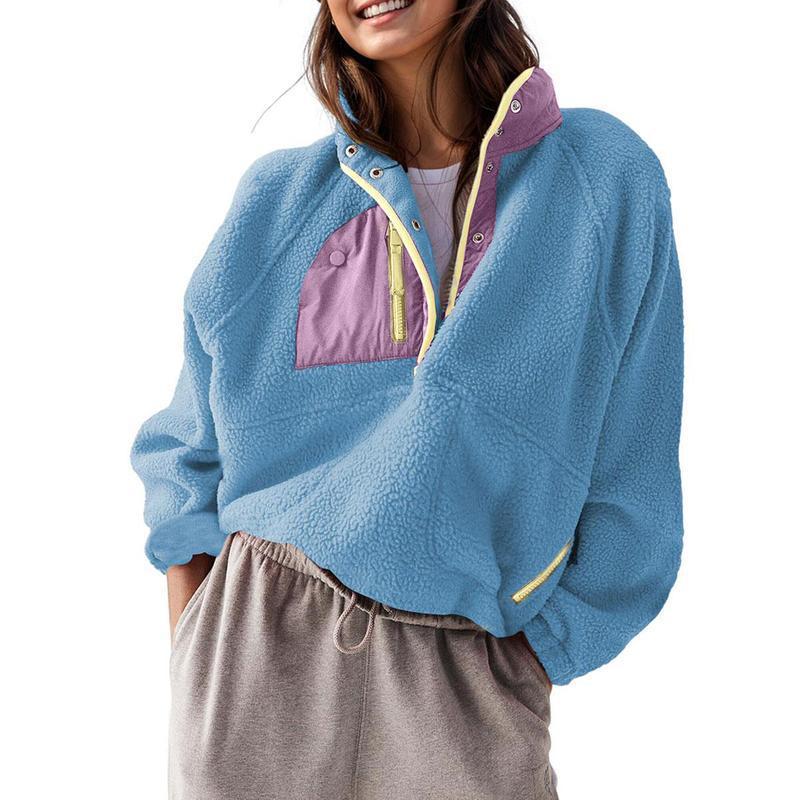 Women’s Lightweight Fleece Pullover Jacket | Short Casual Autumn Coat