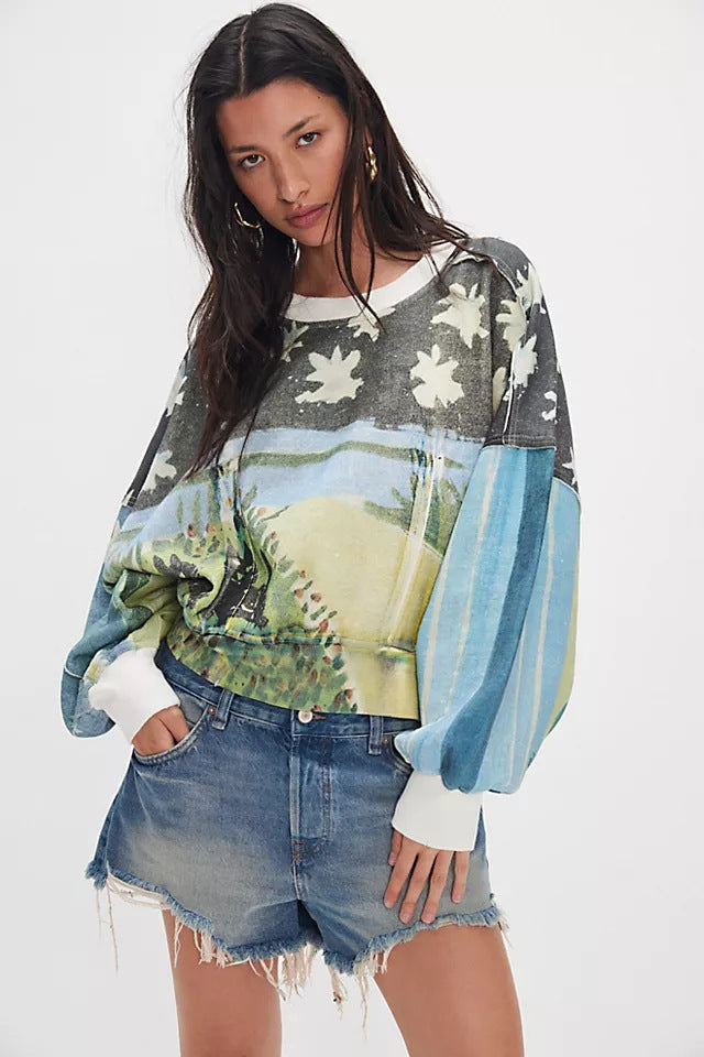 Women’s Printed Sweatshirt | Fashion Loose Casual Pullover Top