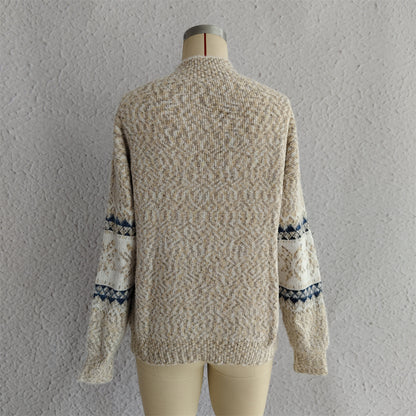 Autumn Winter 2025 Women’s Christmas Snowflake Chenille Sweater – Semi-Turtleneck Knit Pullover