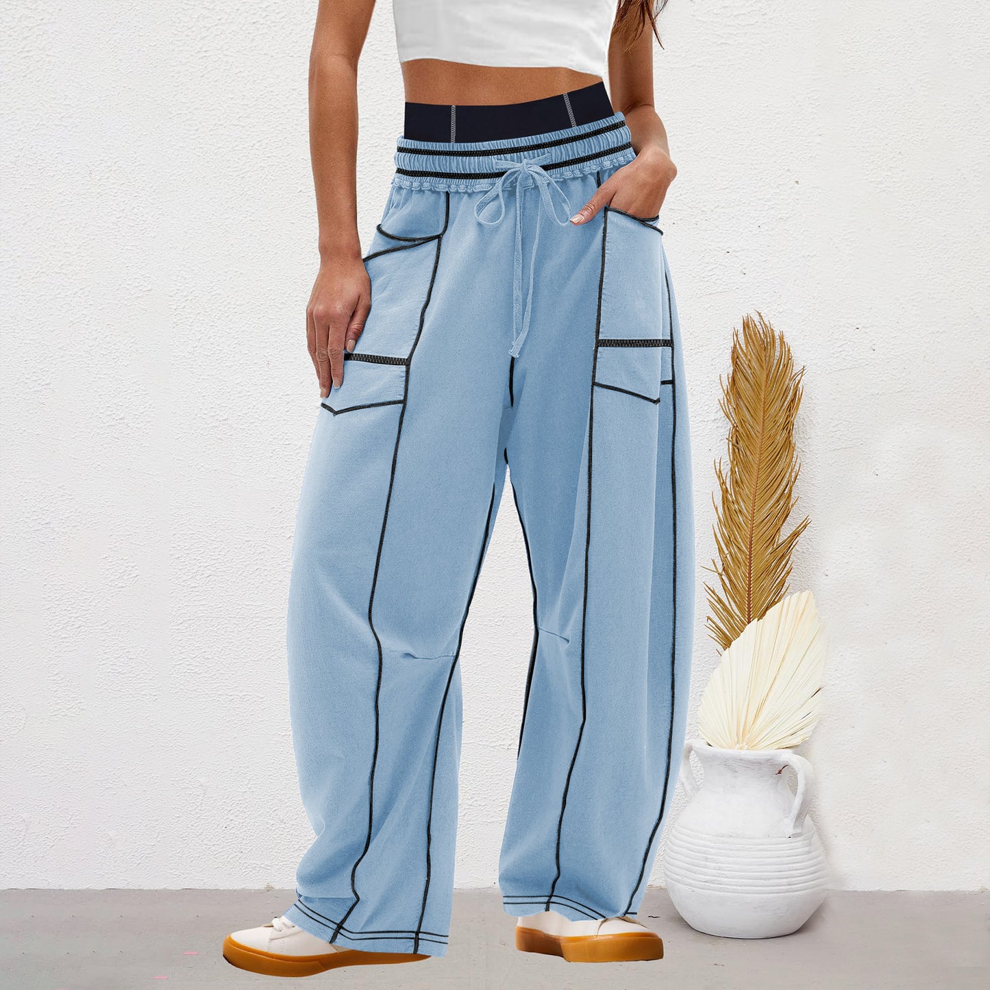 Women’s High-Waist Wide-Leg Sweatpants | Loose Fit Casual Joggers for Fall & Winter