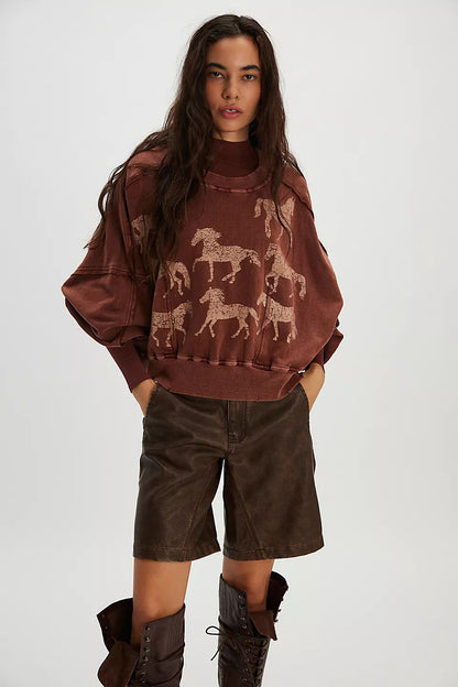 Women’s Printed Sweatshirt | Fashion Loose Casual Pullover Top