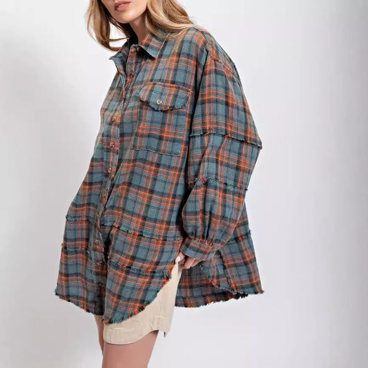 Autumn Fashion Tassel Cardigan | Loose Casual Plaid Shirt for Women