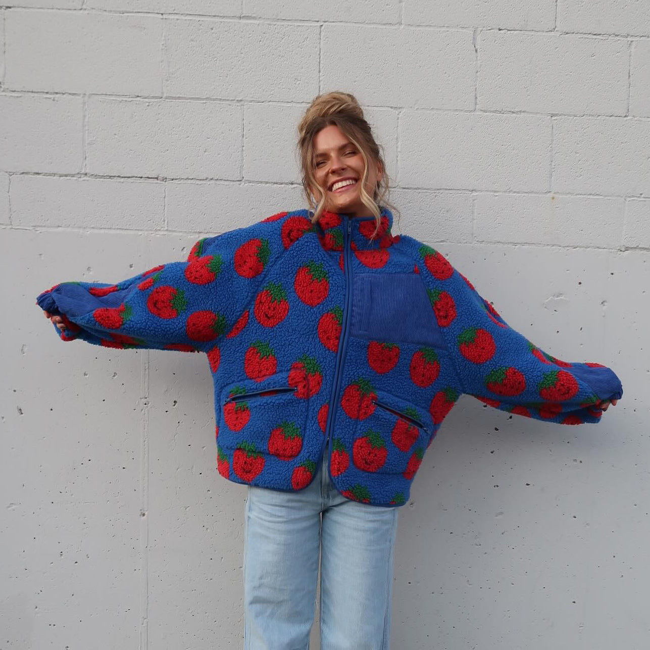 Autumn Winter 2025 Women’s Floral Lambswool Pullover – Loose Cozy Sweatshirt
