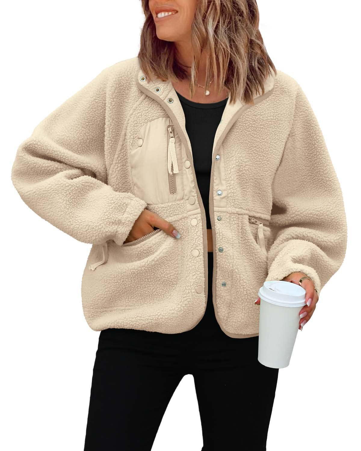 Women’s Fleece Jacket | Fall Winter Pullover Sweatshirt Coat for Casual & Sporty Wear