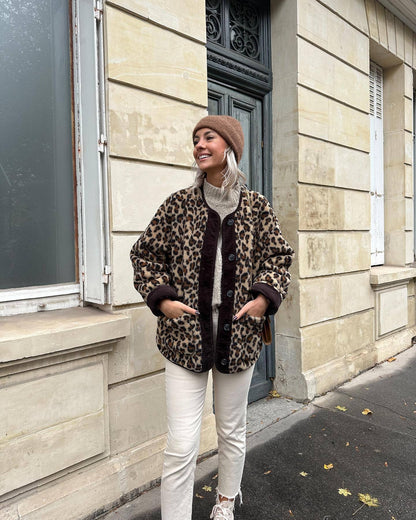 Women’s Autumn Winter Leopard Print Jacket | Casual Loose Fit Long Sleeve Outerwear
