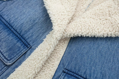 Women’s Sherpa Vest – Autumn Winter Cotton Faux Leather Moto Lambswool Open-Front Gilet