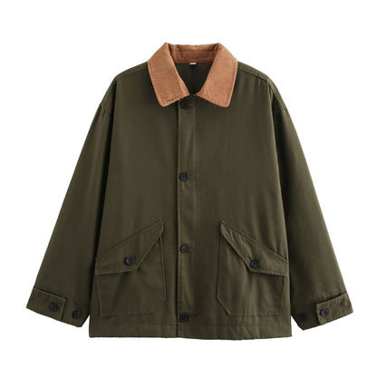 2025 Women’s Autumn Winter Colorblock Cotton Jacket – Fashionable European & American Style Outerwear