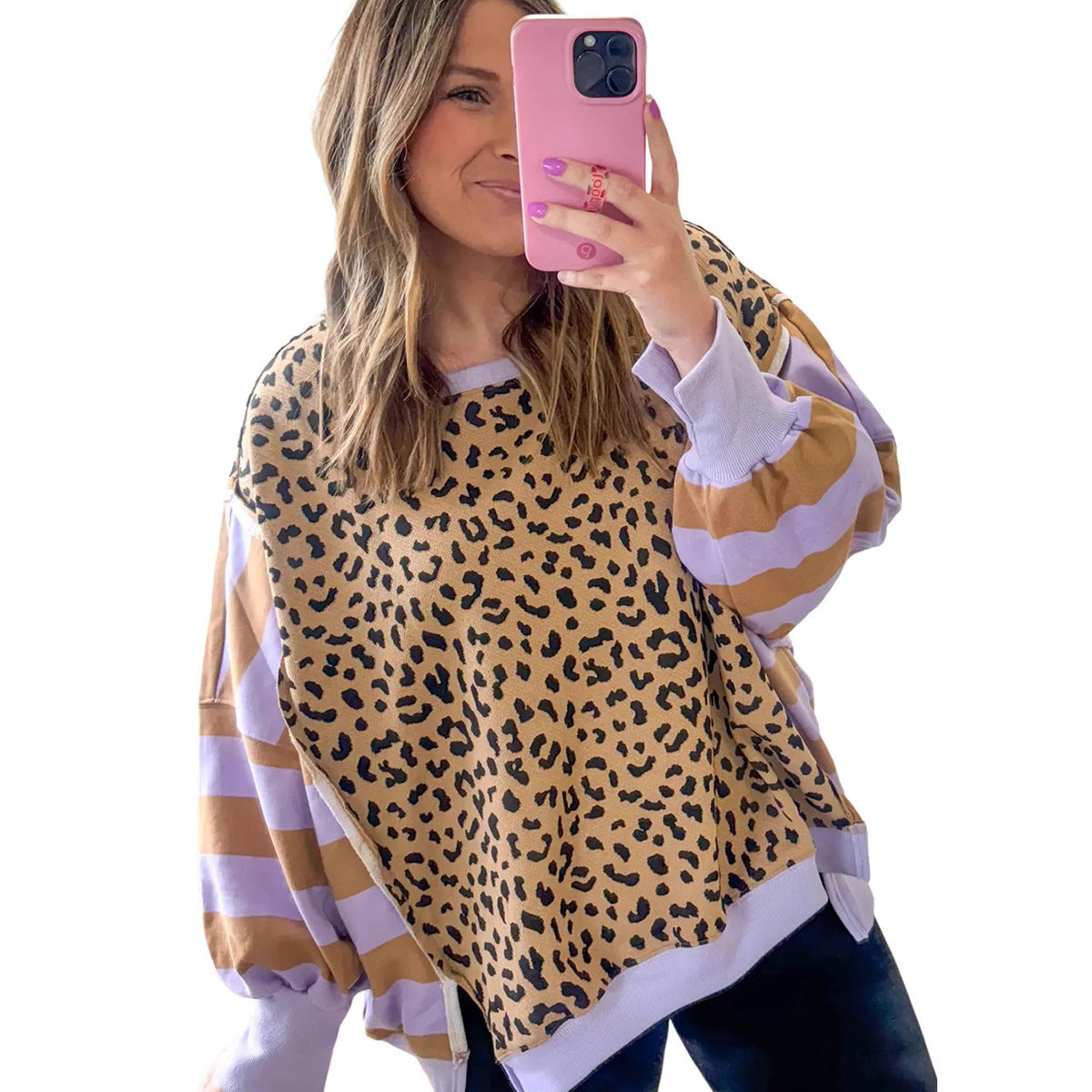 New Women’s Pullover Sweatshirt | Trendy Leopard Print Long Sleeve Top