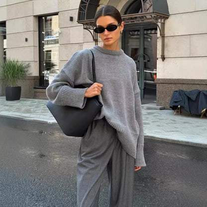 2025 Fall & Winter New Solid Color Crew Neck Sweater | Casual & Versatile Knitted Pullover for Effortless Style