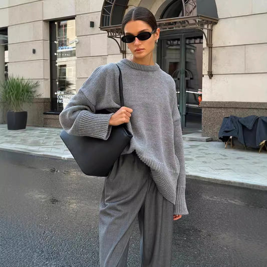 2025 Fall & Winter New Solid Color Crew Neck Sweater | Casual & Versatile Knitted Pullover for Effortless Style