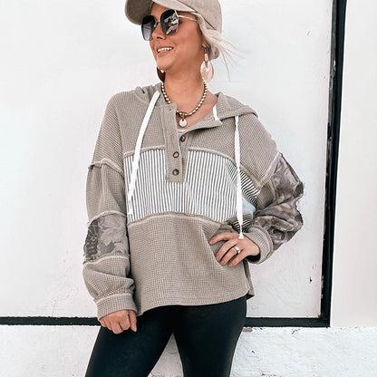 2025 Autumn New Arrival | Women’s Drawstring Hooded Sweatshirt – Trendy Graphic Print, Loose Fit, Long-Sleeve Pullover