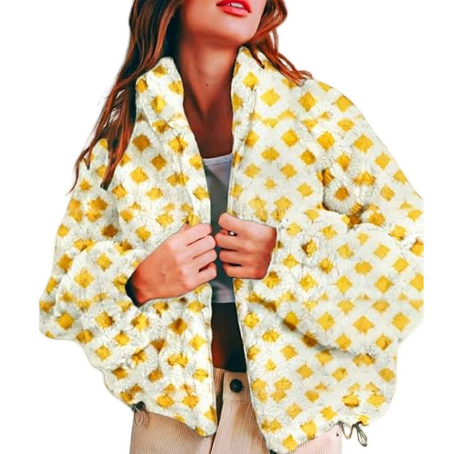 2025 Women’s Lamb Wool Plaid Jacket | Fashionable & Casual Loose-Fit Coat