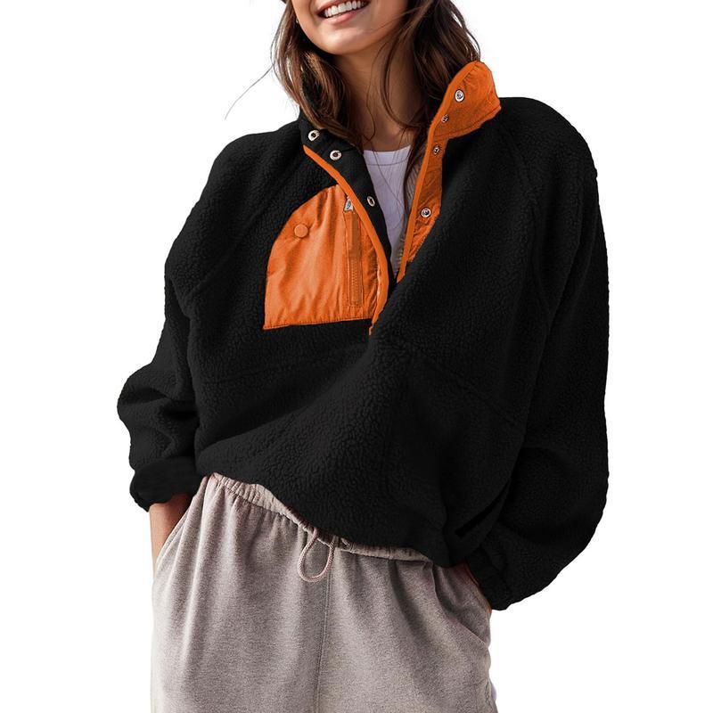 Women’s Lightweight Fleece Pullover Jacket | Short Casual Autumn Coat