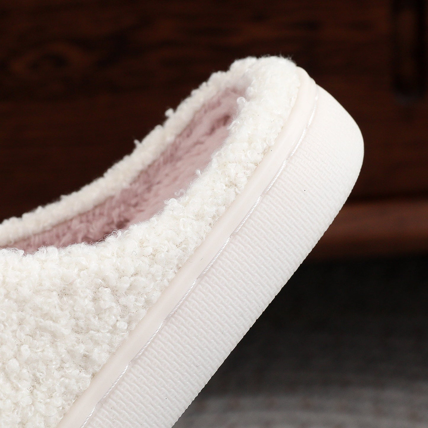 Pink Heart Bow Winter Plush Slippers for Women – Warm Fleece Indoor House Shoes, Soft Cozy Cotton Slides