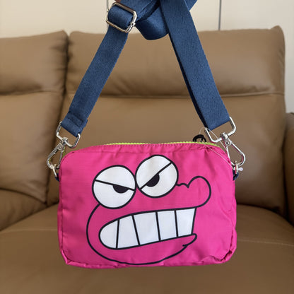 Cartoon Mr. Crocodile Mountain joint niche street travel contrasting colors messenger bag women's bag L141