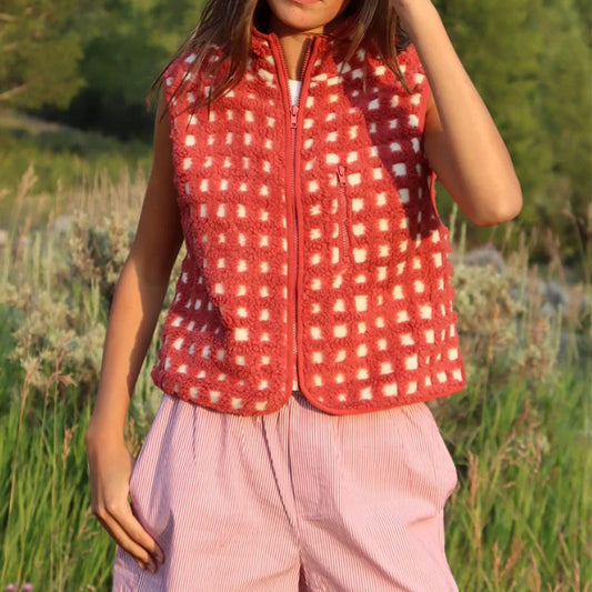 Plaid Fleece Vest for Women | New Sleeveless Stand Collar Vest