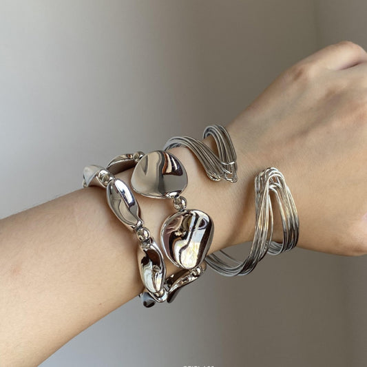 Vintage Futuristic Irregular Metal Bracelet | Women’s Sweet & Chic Designer Statement Jewelry
