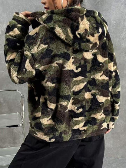 Women’s Double-Sided Plush Zip-Up Hoodie – Casual Autumn Winter Fleece Jacket