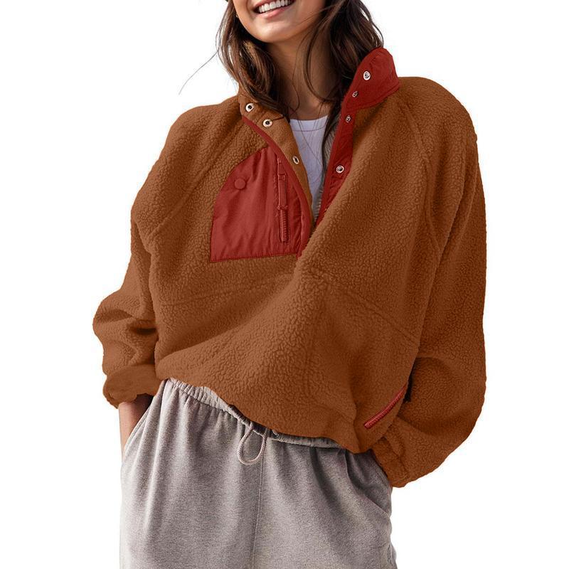 Women’s Lightweight Fleece Pullover Jacket | Short Casual Autumn Coat