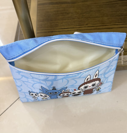 Cartoon one-piece finishing bag, mask bag, large-capacity zipper storage bag, size: 20/15cm