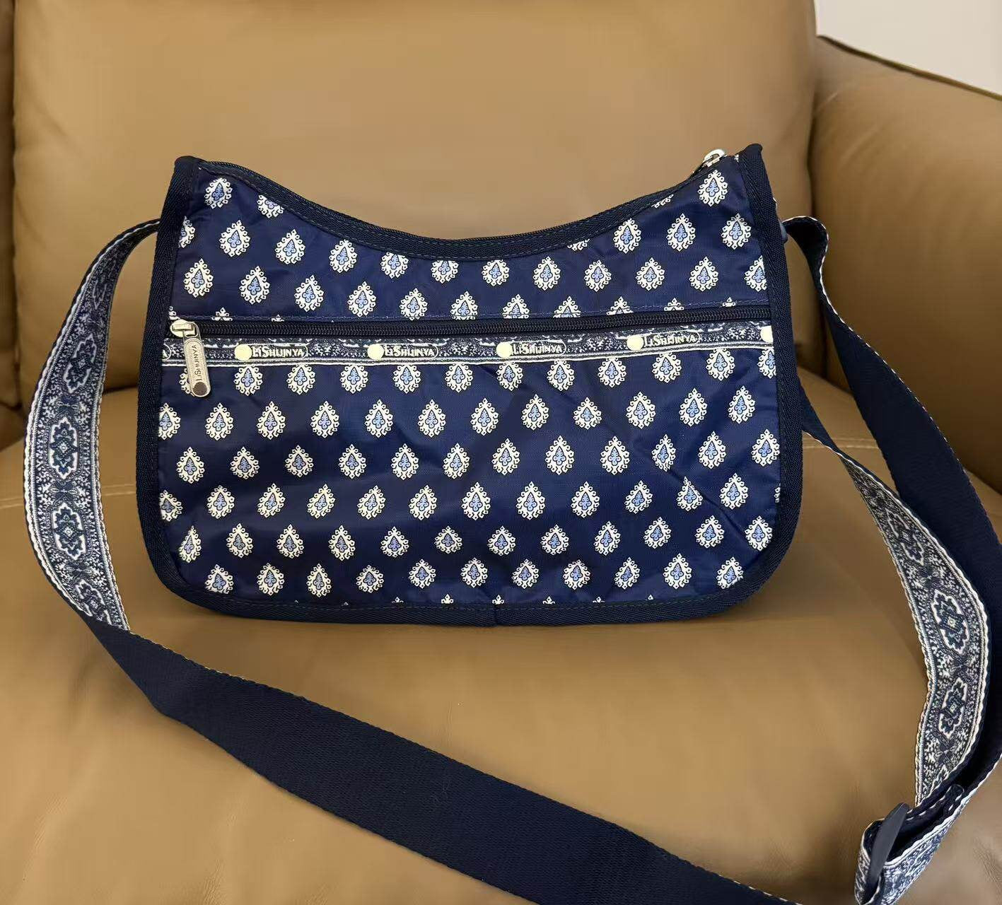 Cartoon crossbody bag multi-compartment crossbody bag nylon water-repellent letter bag 7520 size 30/22/13