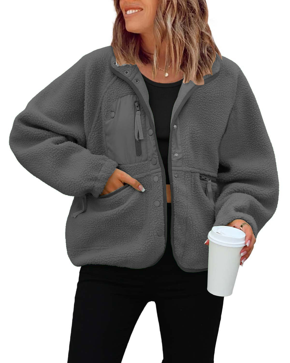 Women’s Fleece Jacket | Fall Winter Pullover Sweatshirt Coat for Casual & Sporty Wear