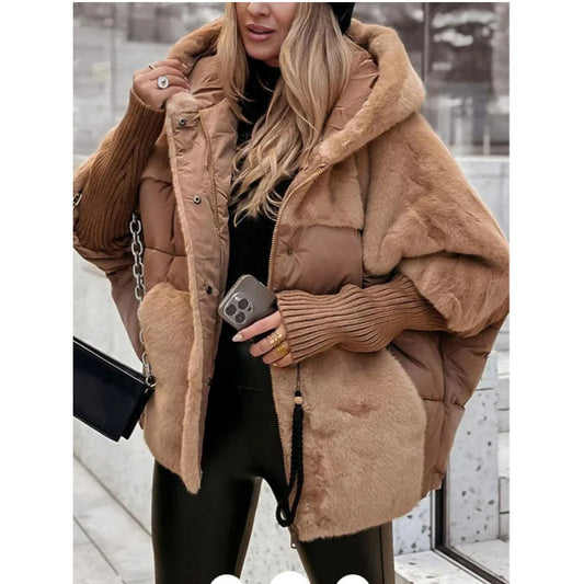 Women’s Autumn Winter Patchwork Cotton Jacket – Loose Fit New Season Outerwear