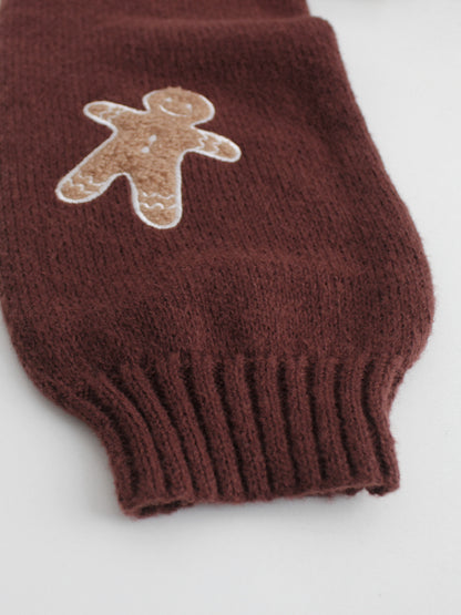 ✨ Cute Gingerbread Pattern Knit Cardigan for Women – Short Sweater Jacket Spring Autumn