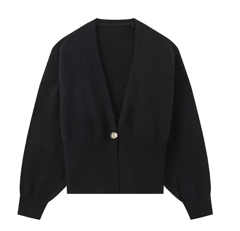 V-Neck Buttoned Knit Cardigan for Women | Stylish & Versatile Long Sleeve Sweater