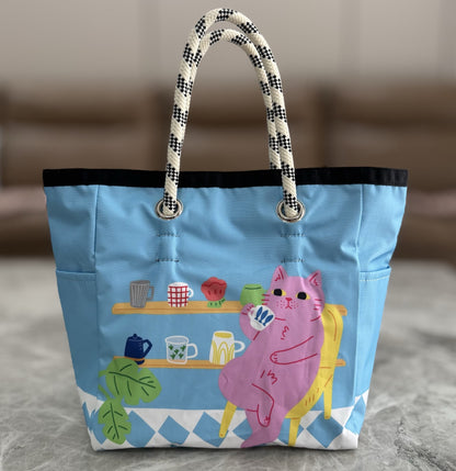 Handbag Female alphabet printed nylon handbag Small tote bag tote bag 1114