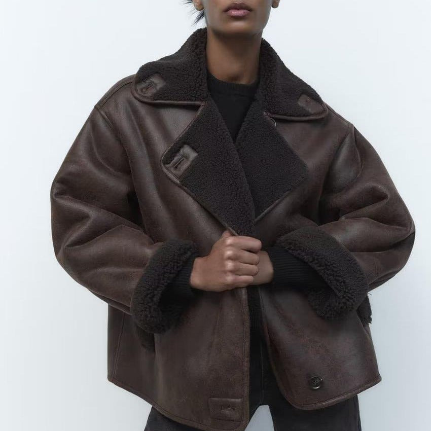Women’s Shearling Jacket | Oversized Double-Sided Suede Coat · Thick Warm Winter Streetwear