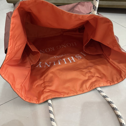 Handbag female letter printing nylon handbag large tote bag tote bag 1113 outer brown inner orange