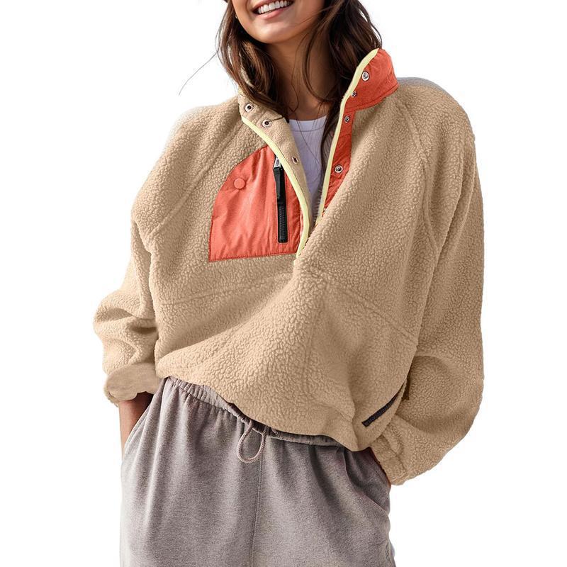 Women’s Lightweight Fleece Pullover Jacket | Short Casual Autumn Coat