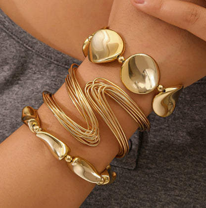 Vintage Futuristic Irregular Metal Bracelet | Women’s Sweet & Chic Designer Statement Jewelry