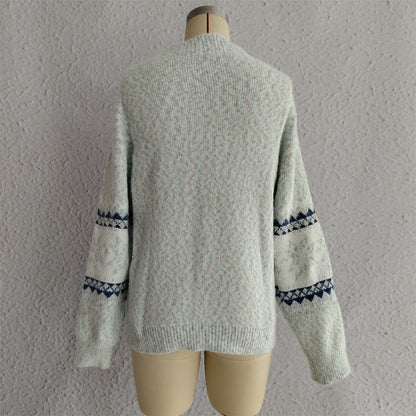 Autumn Winter 2025 Women’s Christmas Snowflake Chenille Sweater – Semi-Turtleneck Knit Pullover