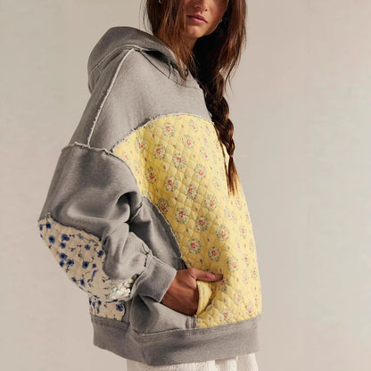 Women’s Embroidered Hoodie | Fall Winter Patchwork Pullover Casual Sweatshirt