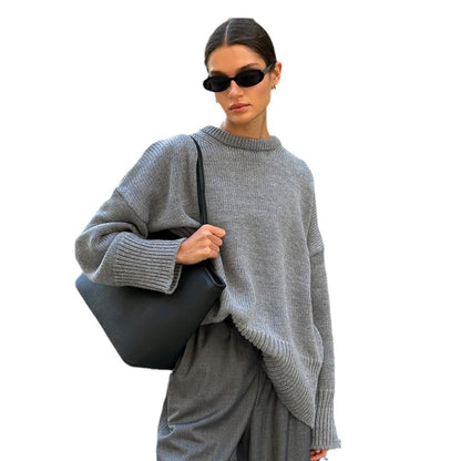 2025 Fall & Winter New Solid Color Crew Neck Sweater | Casual & Versatile Knitted Pullover for Effortless Style