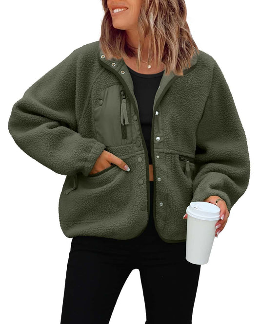 Women’s Fleece Jacket | Fall Winter Pullover Sweatshirt Coat for Casual & Sporty Wear