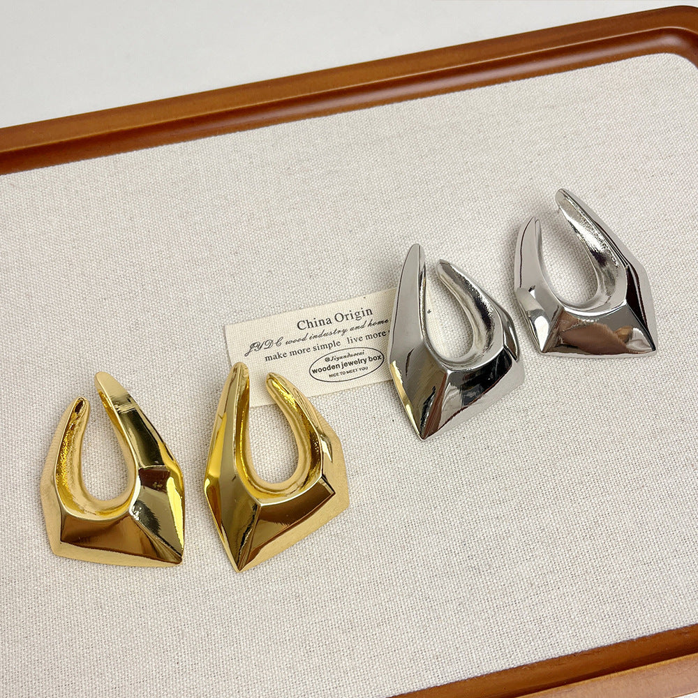 Irregular Geometric Metal Earrings | Women’s Minimalist Luxury Cold Style Jewelry