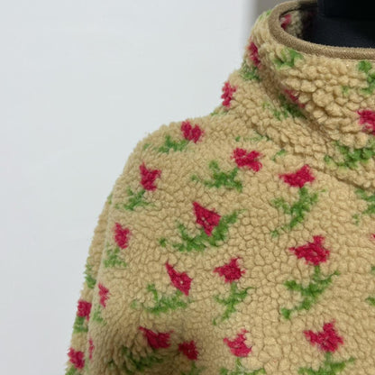 Autumn Winter 2025 Women’s Floral Lambswool Pullover – Loose Cozy Sweatshirt