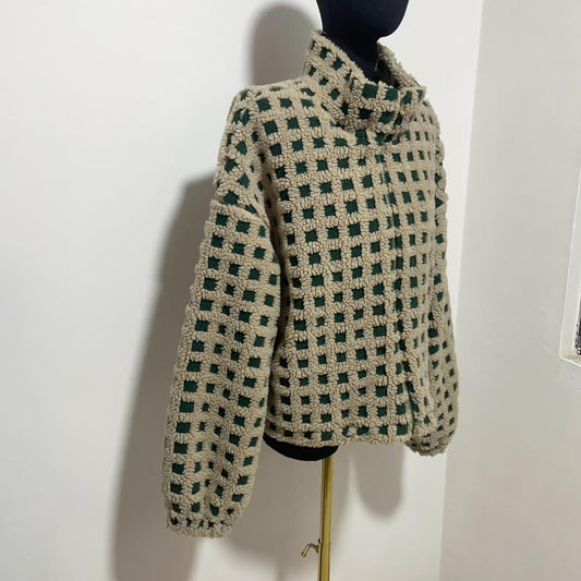 Women’s Checkered Sherpa Jacket 2025 | Warm, Soft & Casual Look