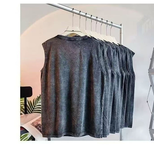 A05 Pure cotton washed distressed sleeveless t-shirt for men and women